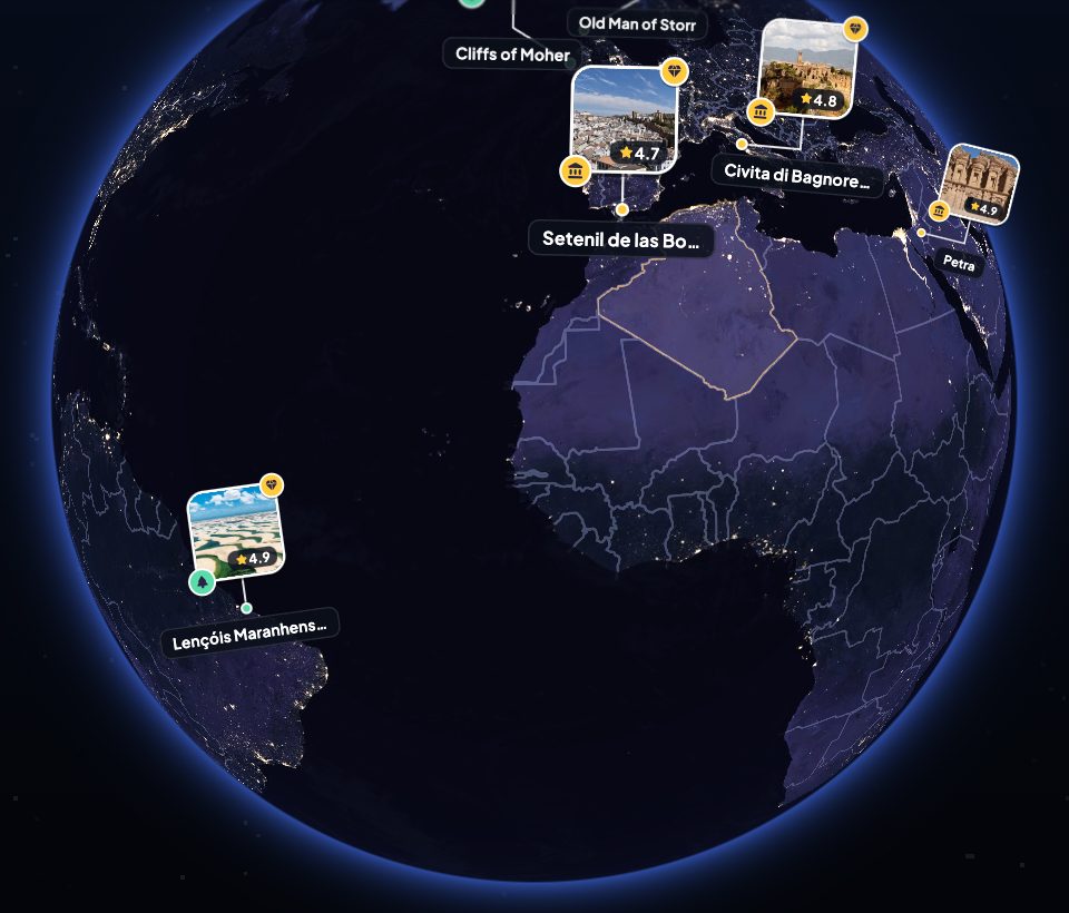 The Earth at night in WhereToWonder