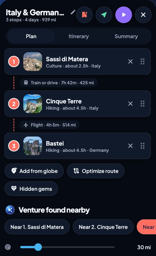 A three-stop trip, Italy and Germany: 4 days, 939 miles, a 7 h 42 m train or drive leg and a 4 h 5 m flight